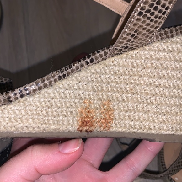 Faded Glory Snakeskin Wedge Heel Sandal Espadrille Ankle Strap - Picture 6 of 8